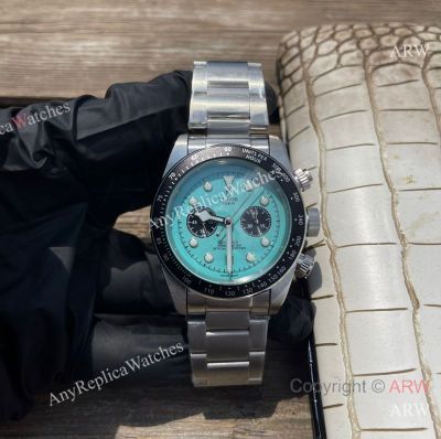 High Quality Replica TUDOR Black Bay Silver Stainless Steel Strap Green Face Dial Black Bezel Watch 42mm
